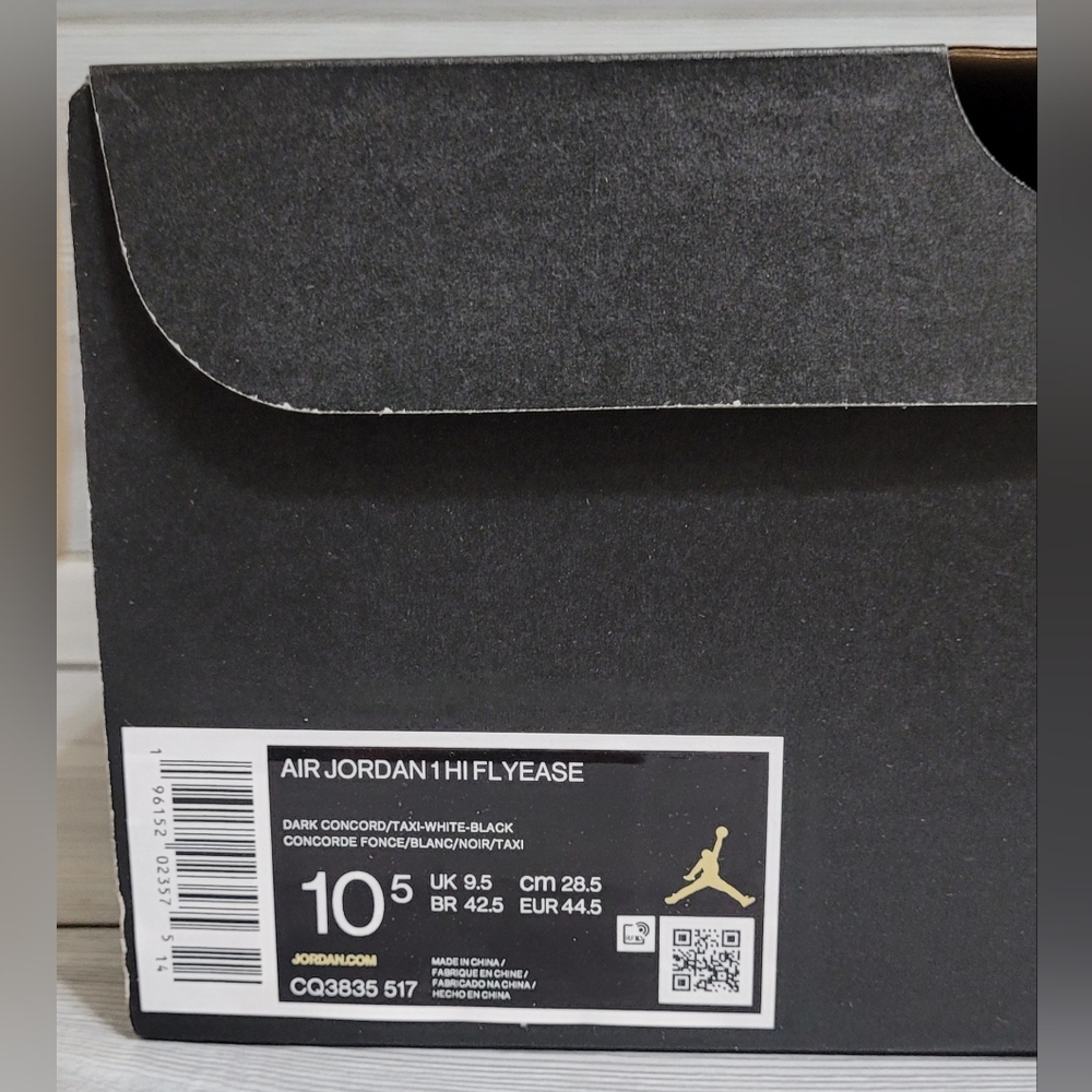 Jordan 1 High FlyEase - Size M 10.5 - Dark Concord/White/Black/Taxi 🏀 🏀 🏀 🏀 - Picture 9 of 14